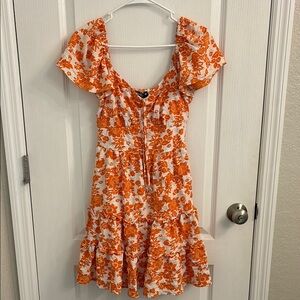 Orange and White Floral Dress